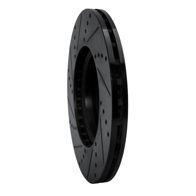 Audi A4 Quattro Brake Rotor (1) - Front Right - R1 Concepts - Drilled & Slotted - Black - `08-`25